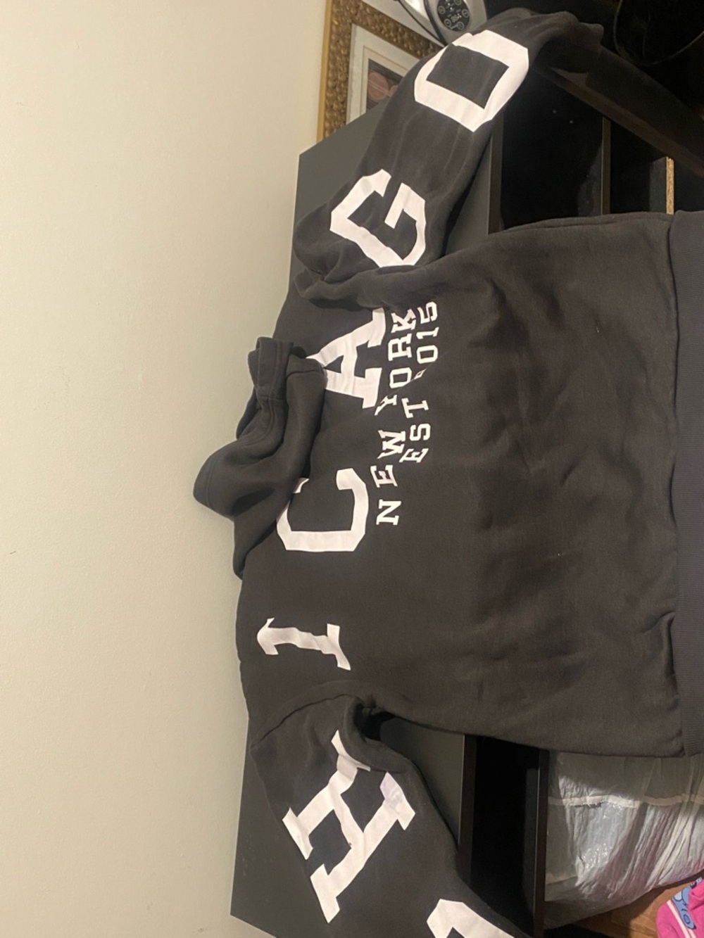 Hollister Black Hoodie with White Block Letters